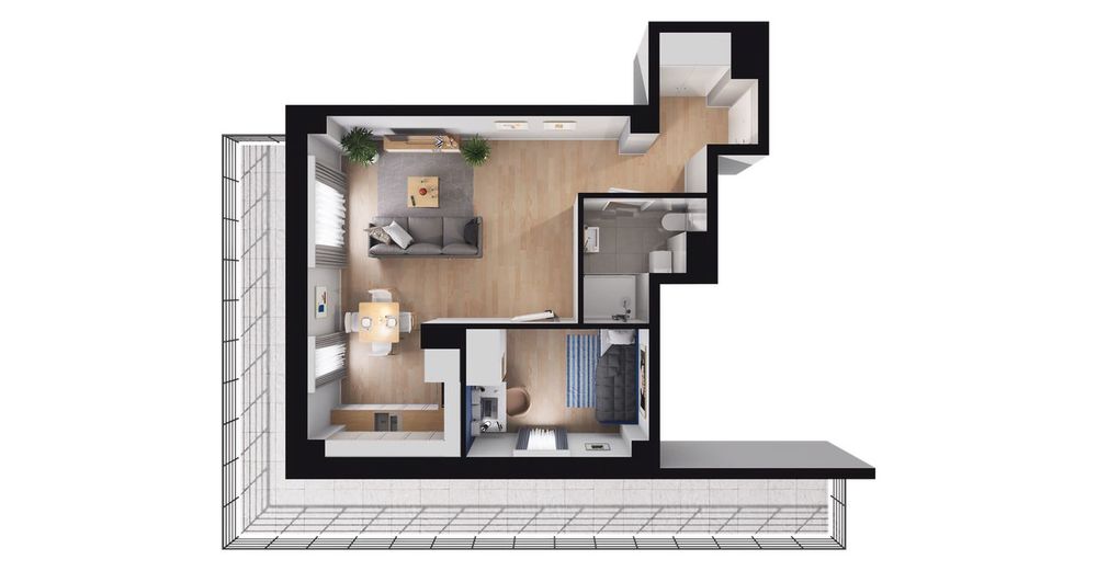 2-pokojowe mieszkanie 41 m² + taras Bez Prowizji - Widok 3