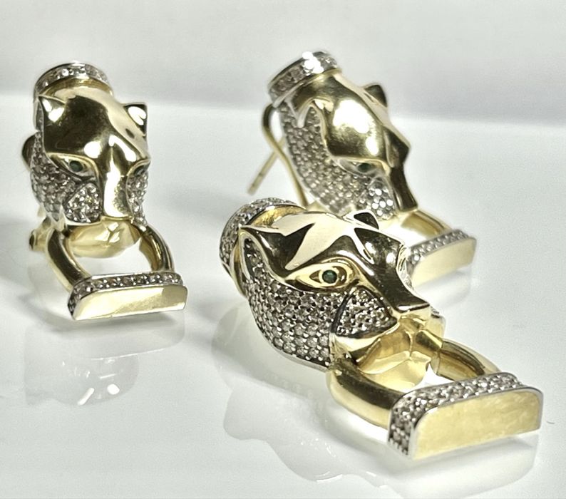 Złote kolczyki próba 14K 585 styl Cartier Nowe