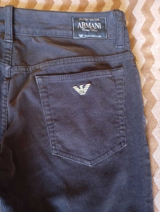 Штани вельветові Armani, сірого кольору
