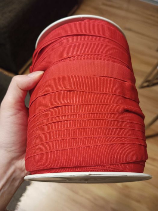 Czerwona taśma rypsowa elastyczna Rolka