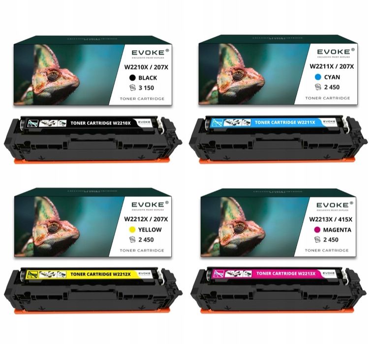 4x toner do drukarki HP 207X bez chipa CMYK W2210X - W2213X