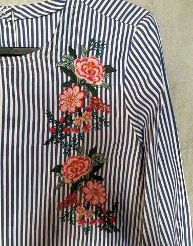 Koszula paski pasy kwiaty Zara floral piękna outlet bluzka wiosenna