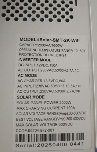 гібрідний інвертор 12V 2 kW Easun