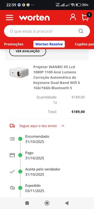 Projector wambo X5 com garantia de cerca de 1 ano e meio