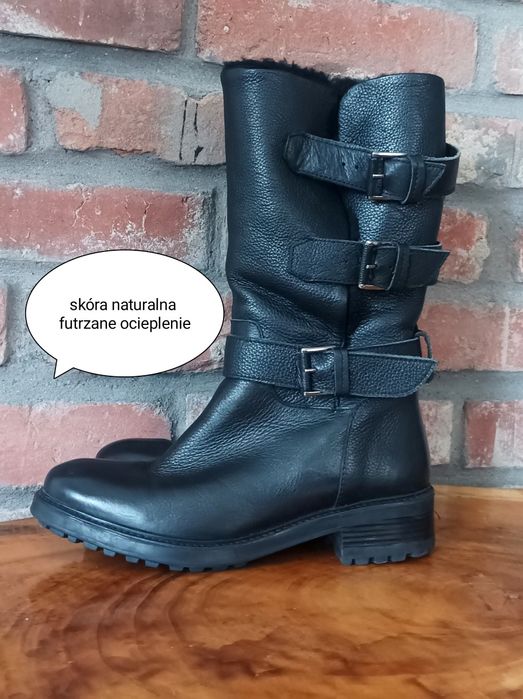 skórzane botki biker Dune London 38