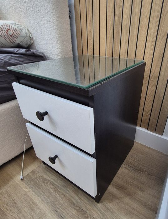 Conjunto 2 mesas cabeceira com vidro