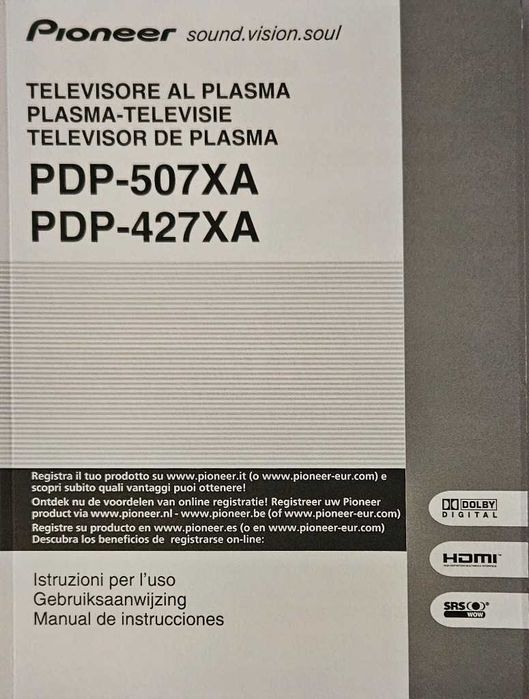 Telewizor plazma pioneer PDP-427xa oraz uchwyt ścienny.