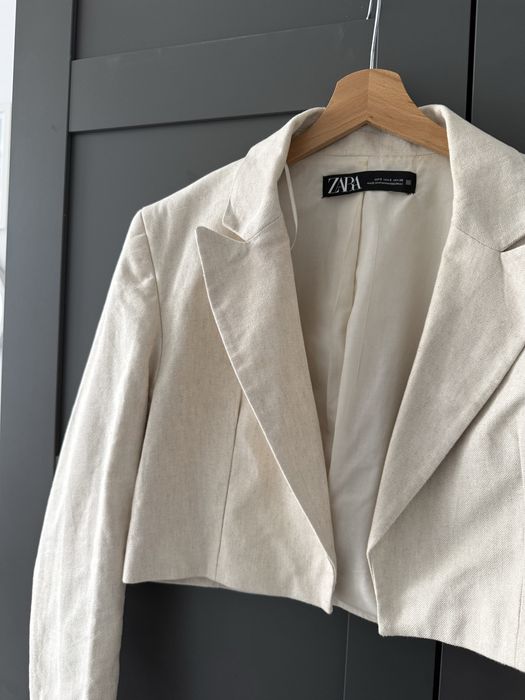 Marynarka zakiet krotki zara len bawelna s