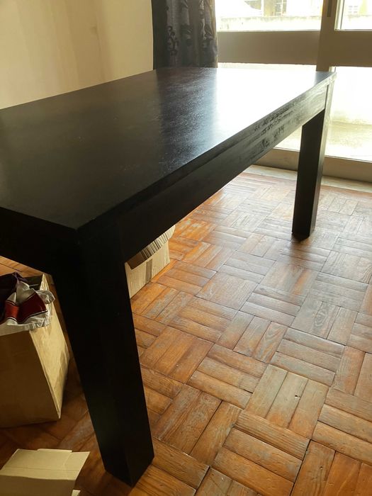 Mesa de jantar, madeira wengué, extensível, 160(220)x90