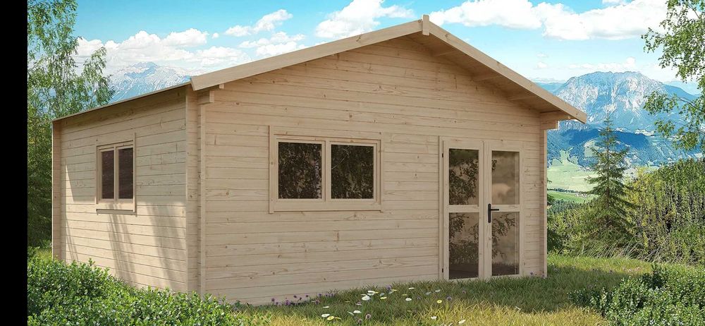 SOLIDNY domek LETNISKOWY drewniany 5m x 5m*25 m2*ściany aż 45 mm*ROD