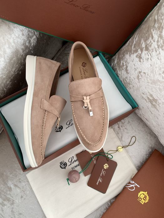 Лофери бежеві руді замшеві жіночі loro piana sammer walk