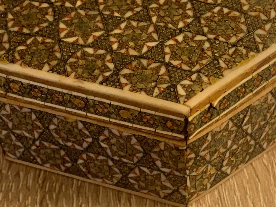 ozdobne drewniane pudełko, intarsjowane, BOHO Vintage