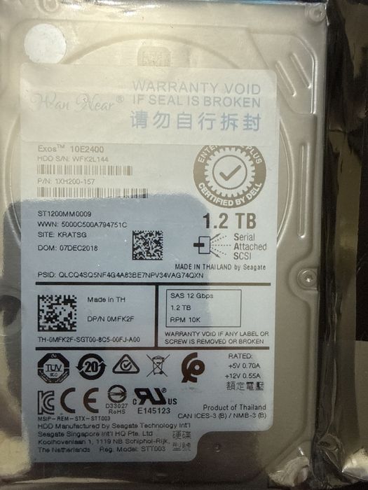 Продам новий серверний Жорсткий диск HDD Dell HUC101812CSS204 SAS 1,2 ТБ, в заводській упаковці.