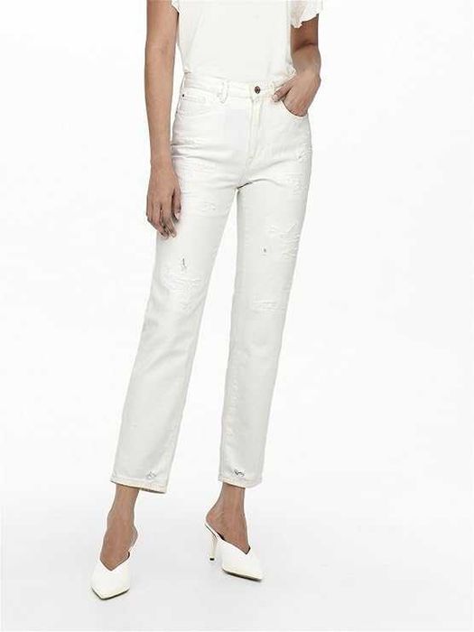 Spodnie Damskie ONLY ONLFINE LIFE 27W 32L Jeansy Ecru Bawełna