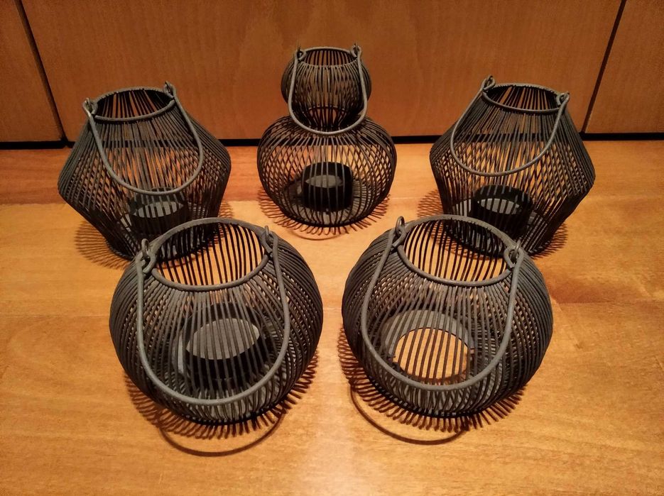 Lanternas / porta-velas em metal preto para decoração shabby chic