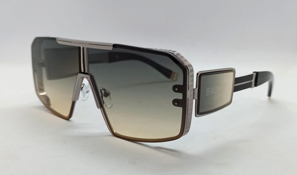 Balmain очки унисекс большие бежево бирюзовый градиент в металл оправе