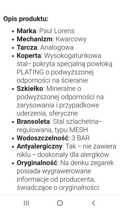 Zegarek damski Paul Lorens NOWY!!!