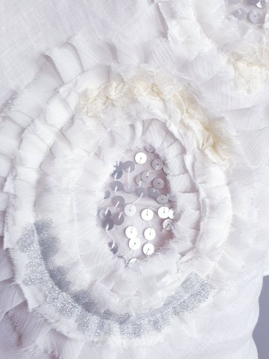 Kremowa lniana sukienka biala na ramiączkach 40 42 Rocha John Rocha