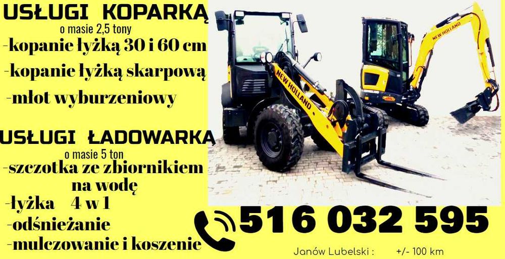 Usługi kostka brukowa, koparka, ładowarka Lublin,Janów Lub. Biłgoraj,Jabłonna