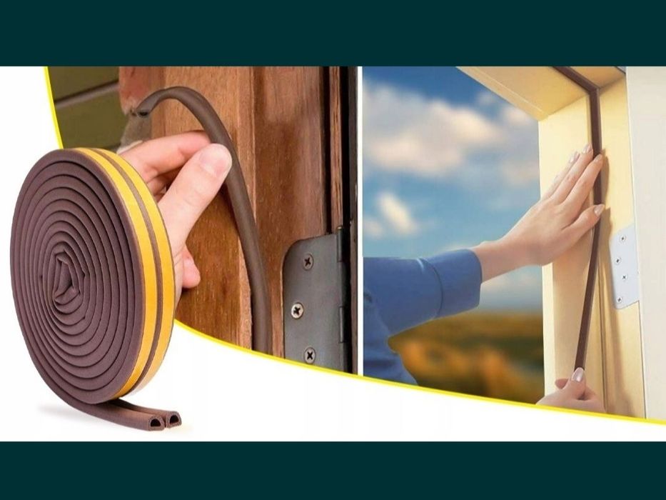 Samoprzylepna gumowa wyciszająca uszczelka 6 m do drzwi okien typ D