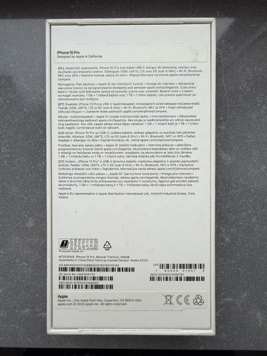 iPhone 15 Pro 256 GB, Srebrny, Bateria 88%, stan bdb