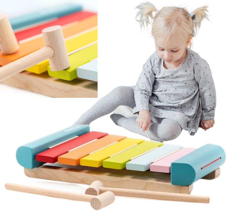 Drewniane kolorowe cymbałki instrument dla dzieci