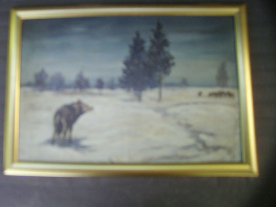 Obraz olejny na płycie z lat 50tych