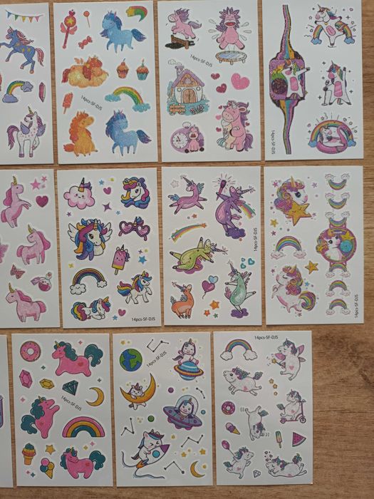 Zestaw XXL! tatuaże brokatowe JEDNOROŻCE