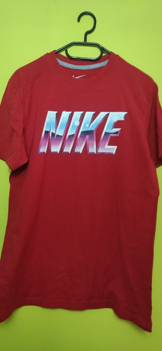 Koszulka t-shirt  Marki Nike z kolorowym logotypem czerwona oryginał i