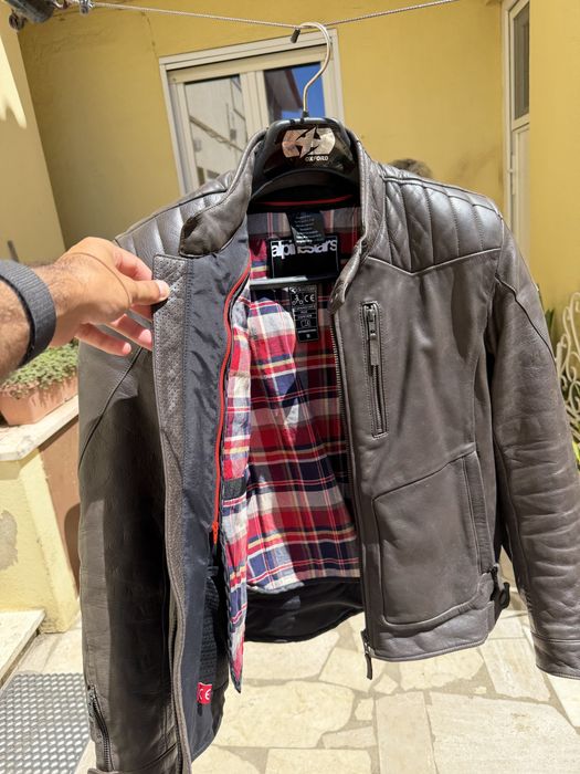 Casaco de mota em pele AlpineStars com proteções