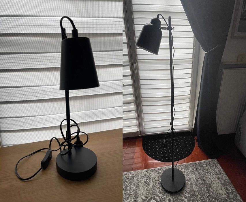 Lampa biurkowa + Lampa podłogowa czarna loft