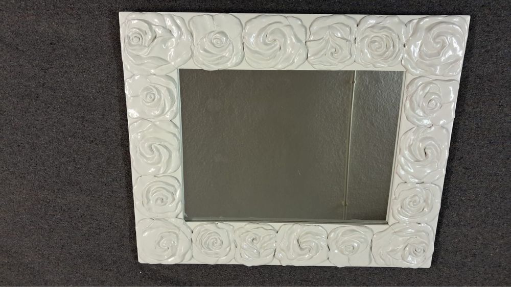 Espelho Madeira Maciça com Flores