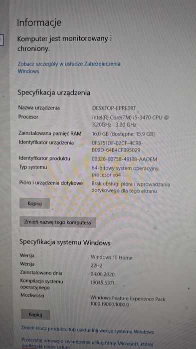 Komputer PC Dell Optiplex 7010, Procesor i5-3470, Win10, 16GB, DVD