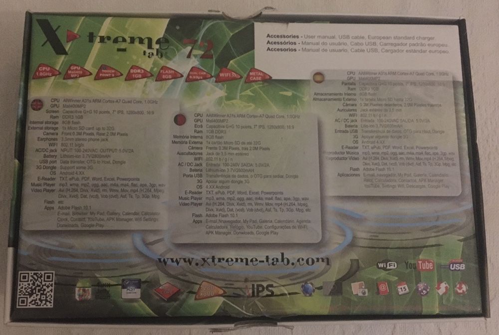 Tablet de 7 polegadas Xtreme com avaria liga mas nao arranca