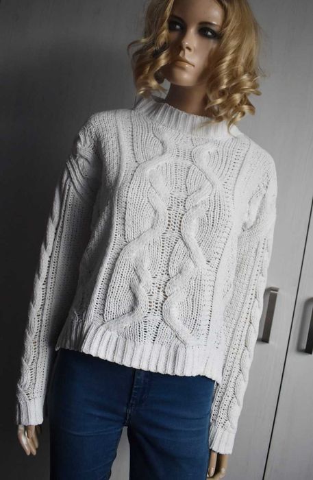 Sweter 34 XS S dzianinowy wygodny krótki oversize warkocze oversizowy Calliope