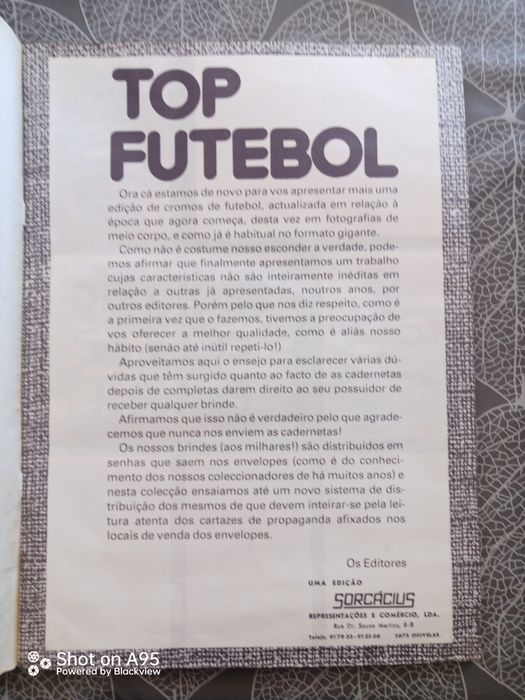 Caderneta de cromos TOP FUTEBOL