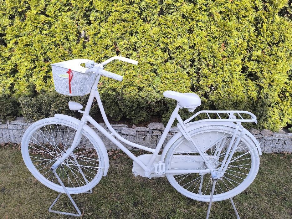 kwietnik rower  biały ozdoba
