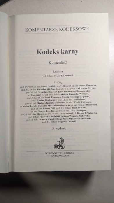 Kodeks karny - komentarz Beck 2020 r.