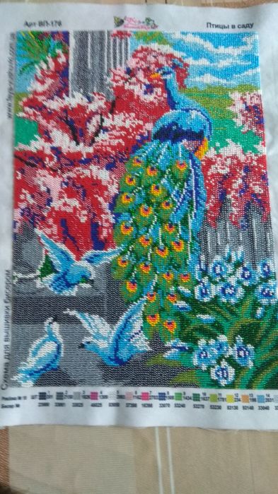 Картина бісером "Птицы в саду"