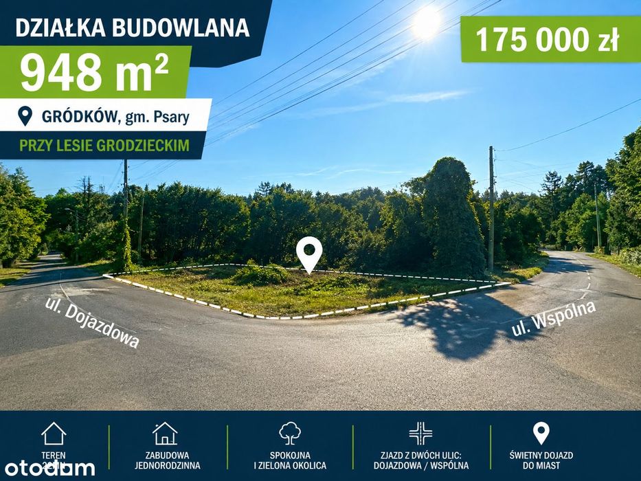 Działka Budowlana 948 M² | 175 000 Zł | Gródków – Przy Lesie