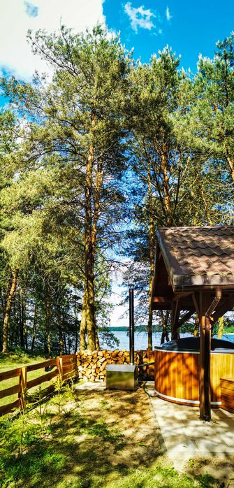 Promocja Mazury dom Bania jacuzzi nad jeziorem kajak sup jedna DOBA