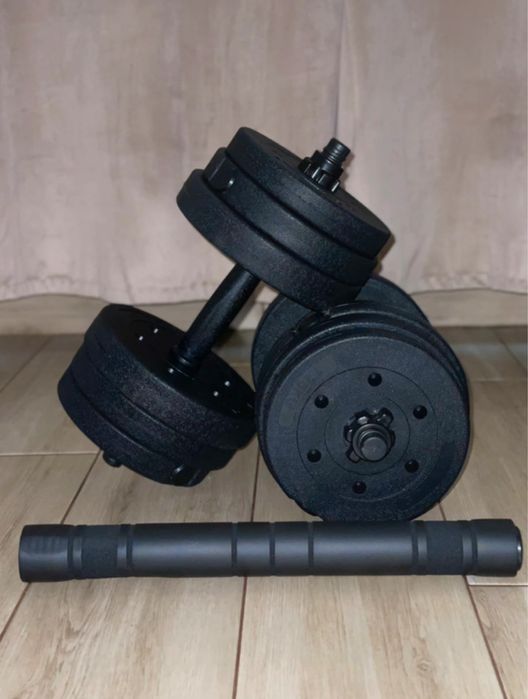 Hantle 2x10KG regulowane bitumiczne gryf łącznik +20KG obciążenia NOWE