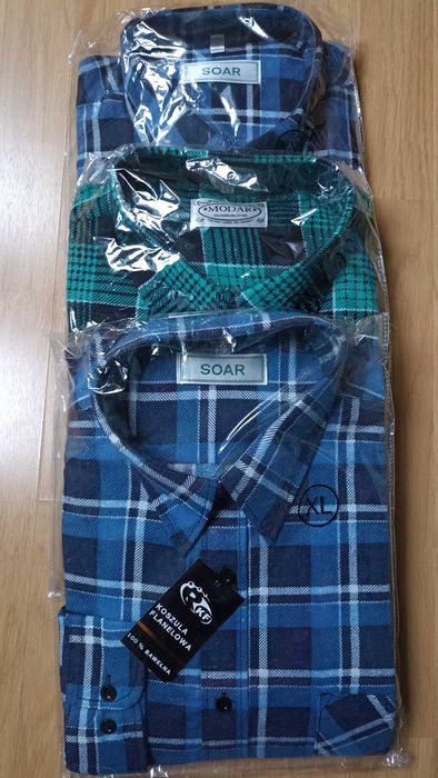 Nowe koszule flanelowe 3 szt. SOAR xl, xxl 42/43 i 45
