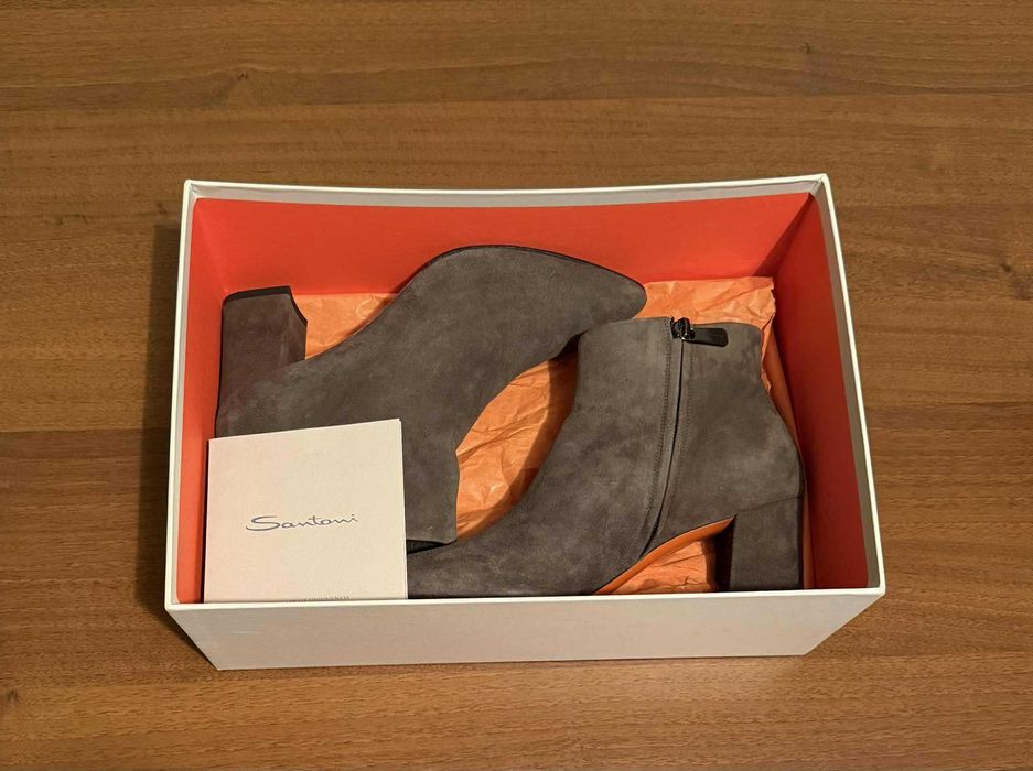 Ботильйони Santoni Італія оригінал 39 оливковий замша у стані нових