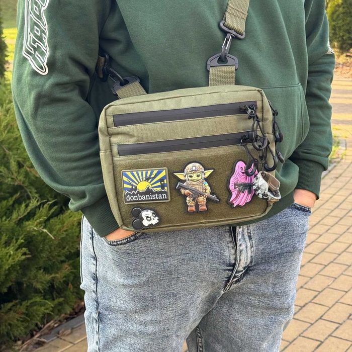 Мужская мессенджер тактическая сумка через плечо барсетка бананка