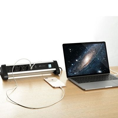 Nova! Extensão 3 soquetes Schuko + 2 portas USB A  e C 60W