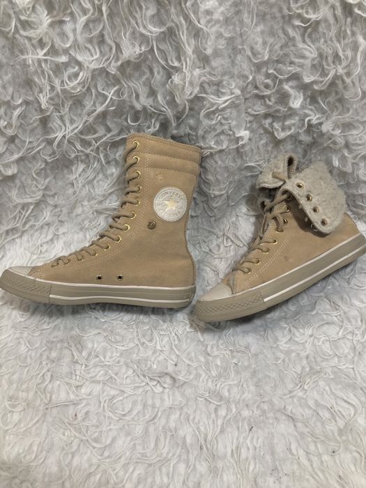 Buty Converse Leather Brown Sz 4 X Hi Tall Knee wool 39 24,5 cm beżowe