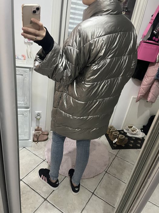 Fly nowa kurtka srebrna plaszcz ocieplany