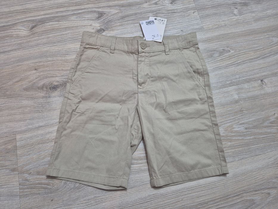Spodenki chinos H&M r. 140 nowe jasny beż
