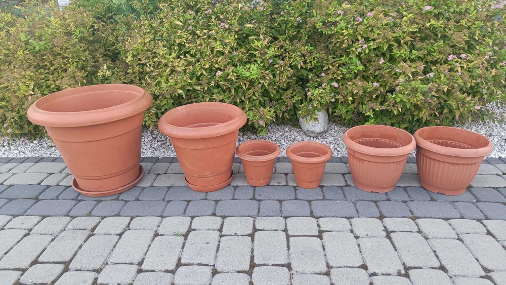 DONICZKI z tworzywa 42cm 32cm 23cm 17cm ceglany brąz / 6 szt. + Gratis